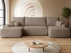 Narożniki>BROMARKT Brązowy narożnik do salonu z funkcją spania CARMELLO U