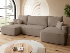 Narożniki></noscript>BROMARKT Brązowy narożnik do salonu z funkcją spania CARMELLO U