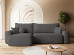 Meble Dla Dzieci|Narożniki></noscript>BROMARKT Ciemnoszary narożnik z funkcją spania CARMELLO DUO boucle