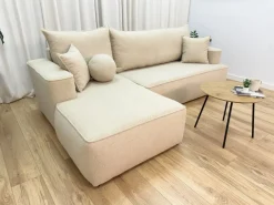 Meble Dla Dzieci|Narożniki></noscript>BROMARKT Ciemnoszary rozkładany narożnik do salonu CARMELLO boucle