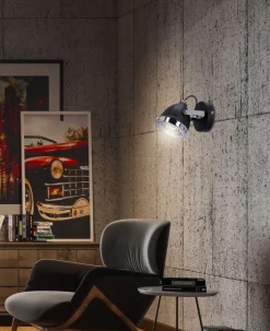 Oświetlenie Przedpokoju|Oświetlenie Jadalni>Candellux Lighting Crazy lampa kinkiet czarny 1x15w gu10 klosz bezbarwny