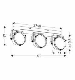 Oświetlenie Przedpokoju|Oświetlenie Jadalni>Candellux Lighting Crazy lampa sufitowa listwa czarny 3x15w gu10 klosz bezbarwny