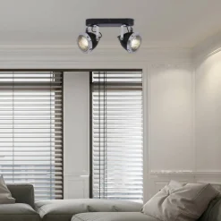 Oświetlenie Jadalni|Oświetlenie Sypialni>Candellux Lighting Crazy lampa sufitowa listwa czarny 2x15w gu10 klosz bezbarwny