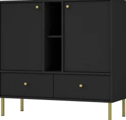 Komody>Lempert Czarna dwudrzwiowa komoda z szufladami 100 cm TOKEN czarny grafit