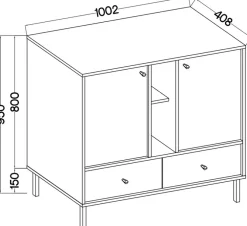 Komody></noscript>Lempert Czarna dwudrzwiowa komoda z szufladami 100 cm TOKEN czarny grafit