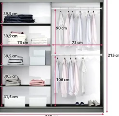 Meble Dla Dzieci|Szafy Dwudrzwiowe></noscript>Stolar Czarna dwudrzwiowa szafa przesuwna z lustrem 150 cm VASCO czarny