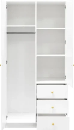 Meble Dla Dzieci|Szafy Dwudrzwiowe>Stolar Czarna dwudrzwiowa szafa uchylna z lustrem 100 cm SELMA czarny