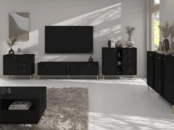 Zestawy Mebli Do Salonu|Szafki Rtv></noscript>Lempert Czarna dwudrzwiowa szafka RTV pod telewizor 120 cm TOKEN czarny grafit