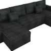 Narożniki>IZABELLA MEBLE Czarna kanapa narożna w kształcie u z funkcją spania DEXTER U