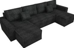 Narożniki>IZABELLA MEBLE Czarna kanapa narożna w kształcie u z funkcją spania DEXTER U