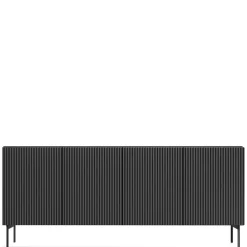 Zestawy Mebli Do Salonu|Komody></noscript>LASKI Czarna komoda 200 cm do salonu czterodrzwiowa MEZZO czarny