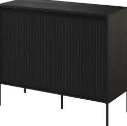 Komody>lenart. Czarna komoda do salonu z frezowanymi frontami TREND czarny