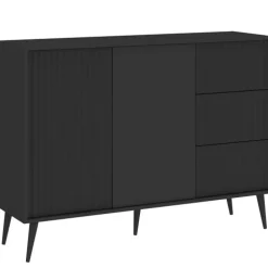 Zestawy Mebli Do Salonu|Komody>INTER MEBLE Czarna komoda dwudrzwiowa 135 cm z szufladami do salonu BELLUNO antracyt
