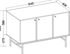 Komody></noscript>Lempert Czarna komoda trzydrzwiowa do salonu 124 cm TOKEN czarny grafit