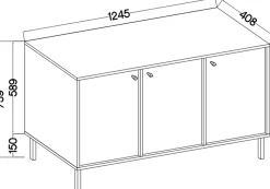 Komody></noscript>Lempert Czarna komoda trzydrzwiowa do salonu 125 cm TOKEN czarny grafit