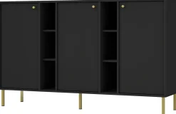 Komody>Lempert Czarna komoda z półkami do salonu 160 cm TOKEN czarny grafit