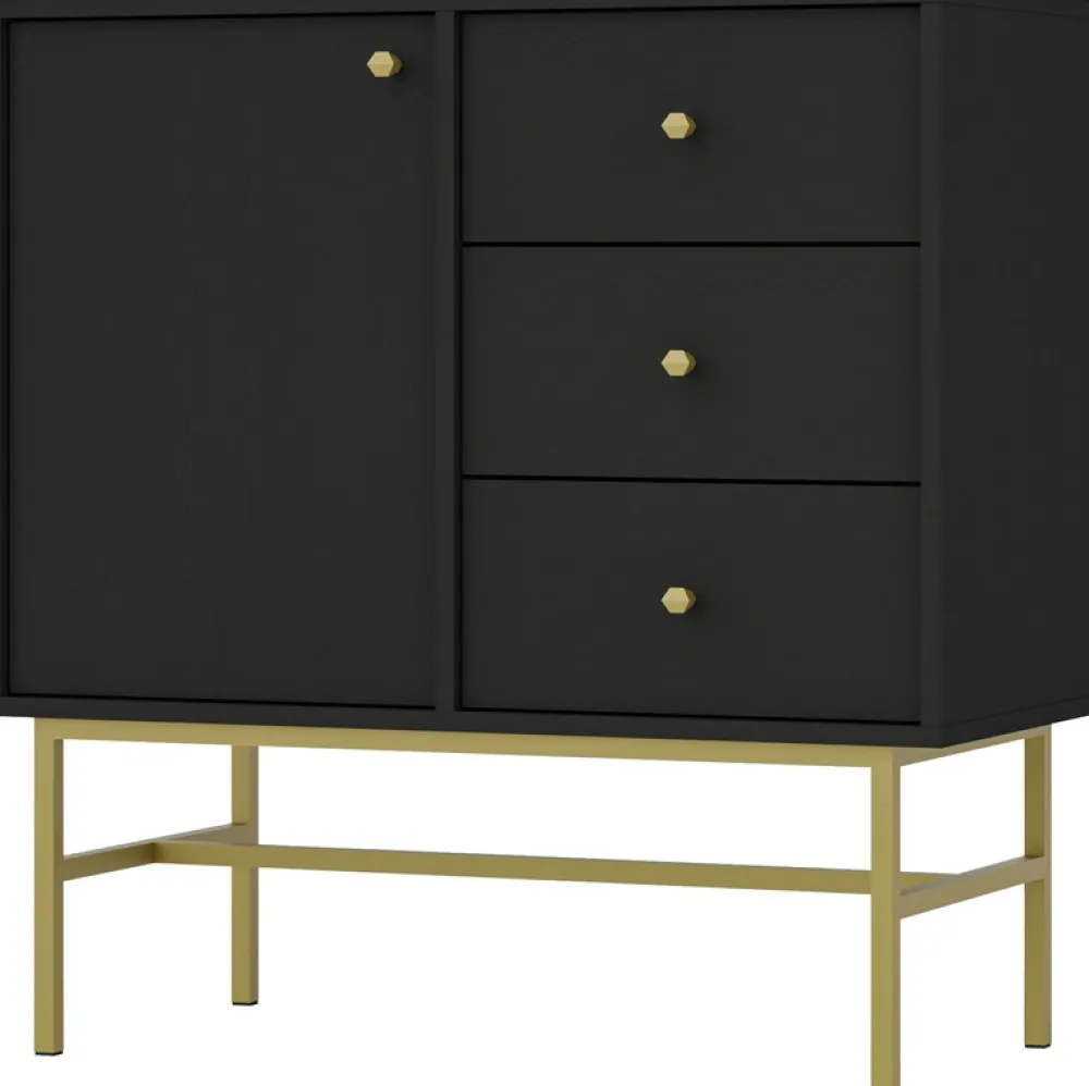 Komody>Lempert Czarna mała komoda 84 cm do salonu TOKEN czarny grafit