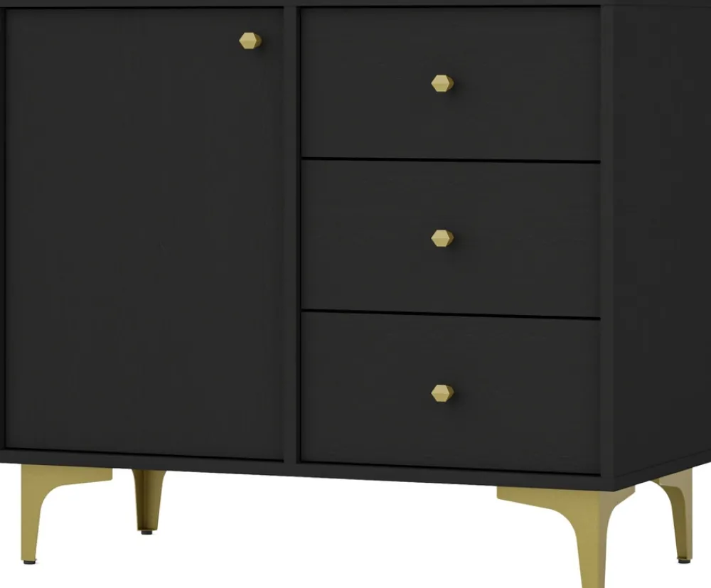 Komody>Lempert Czarna mała komoda z szufladami do salonu 84 cm TOKEN czarny grafit
