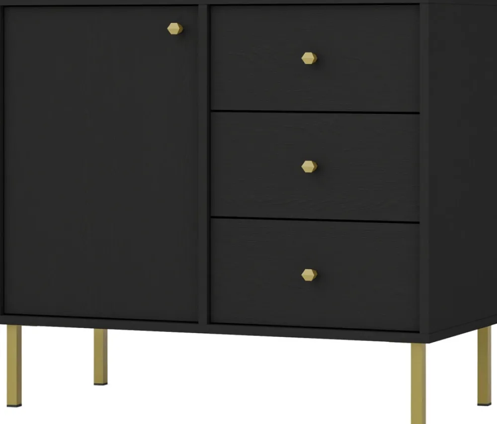 Meblościanki>Lempert Czarna meblościanka do salonu z szafką pod telewizor TOKEN czarny grafit