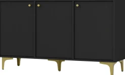Zestawy Mebli Do Salonu|Komody>Lempert Czarna nowoczesna komoda trzydrzwiowa z półkami 125 cm TOKEN czarny grafit