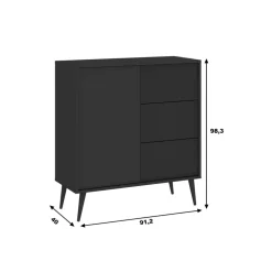 Zestawy Mebli Do Salonu|Komody></noscript>INTER MEBLE Czarna nowoczesna komoda z drzwiami i szufladami BELLUNO antracyt