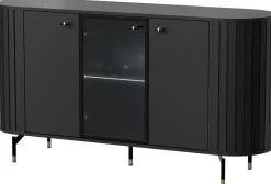 Komody></noscript>DOLMAR Czarna nowoczesna komoda z witryną 150 cm do salonu ZELDA czarny