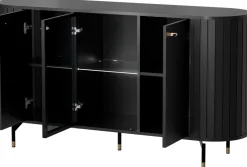 Komody></noscript>DOLMAR Czarna nowoczesna komoda z witryną 150 cm do salonu ZELDA czarny