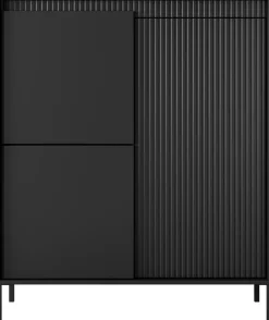 Zestawy Mebli Do Salonu|Komody>LASKI Czarna nowoczesna komoda do salonu 103 cm SAREVO frezowana czarny