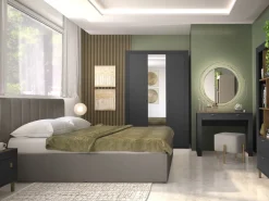 Zestawy Mebli Do Sypialni|Zestawy Mebli Do Salonu></noscript>DOLMAR Czarna nowoczesna komoda z drzwiami i szufladami 137 cm MISTY czarny