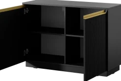 Komody>PIASKI Czarna nowoczesna komoda z ryflowanymi frontami 103 cm RAVO czarny