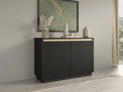 Komody></noscript>PIASKI Czarna nowoczesna komoda z ryflowanymi frontami 103 cm RAVO czarny