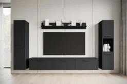 Meblościanki></noscript>BRATEX Czarna nowoczesna meblościanka RTV do salonu BUENO czarny