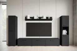 Meblościanki></noscript>BRATEX Czarna nowoczesna meblościanka RTV do salonu BUENO czarny