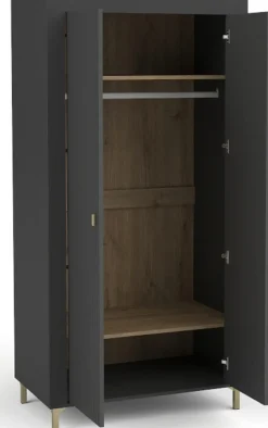 Zestawy Mebli Do Sypialni|Zestawy Mebli Do Salonu>DOLMAR Czarna nowoczesna szafa dwudrzwiowa 97 cm MISTY czarny