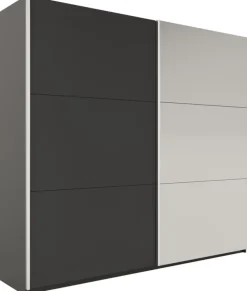 Szafy Dwudrzwiowe|Szafy Z Lustrem>Stolar Czarna nowoczesna szafa przesuwna z lustrem 225 cm VASCO czarny