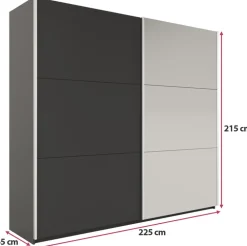 Szafy Dwudrzwiowe|Szafy Z Lustrem></noscript>Stolar Czarna nowoczesna szafa przesuwna z lustrem 225 cm VASCO czarny