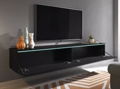 Szafki Rtv>BRATEX Czarna nowoczesna szafka pod telewizor do salonu 180 cm BROMI czarny