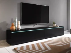 Szafki Rtv></noscript>BRATEX Czarna nowoczesna szafka pod telewizor do salonu 180 cm BROMI czarny