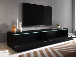 Szafki Rtv></noscript>BRATEX Czarna nowoczesna szafka pod telewizor do salonu 180 cm BROMI czarny