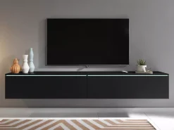 Szafki Rtv></noscript>BRATEX Czarna nowoczesna szafka pod telewizor do salonu 180 cm BROMI czarny