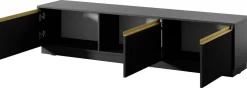 Szafki Rtv>PIASKI Czarna nowoczesna szafka RTV pod telewizor 180 cm RAVO czarny