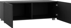 Szafki Rtv>GiB Meble Czarna nowoczesna szafka RTV 100 cm z ryflowanymi frontami KORDIS czarny