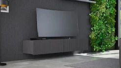 Szafki Rtv></noscript>GiB Meble Czarna nowoczesna szafka RTV 100 cm z ryflowanymi frontami KORDIS czarny