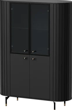 Witryny>DOLMAR Czarna nowoczesna witryna do salonu 112 cm ZELDA czarny