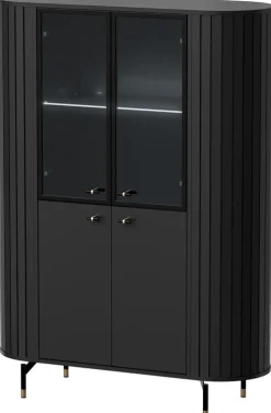 Witryny></noscript>DOLMAR Czarna nowoczesna witryna do salonu 112 cm ZELDA czarny