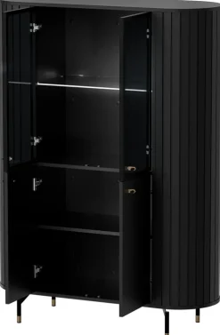 Witryny></noscript>DOLMAR Czarna nowoczesna witryna do salonu 112 cm ZELDA czarny