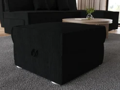 Meble Dla Dzieci|Meble Młodzieżowe></noscript>BROMARKT Czarna pufa sztruksowa ze schowkiem do salonu TOP