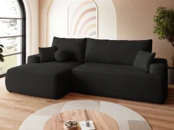 Meble Dla Dzieci|Narożniki>BROMARKT Czarna rogówka z funkcją spania i pojemnikiem CARMELLO boucle