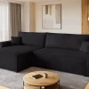 Narożniki>BROMARKT Czarna rozkładana kanapa narożna z pojemnikiem ADI XL