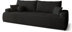 Meble Młodzieżowe|Kanapy I Sofy></noscript>BROMARKT Czarna sofa z funkcją spania i pojemnikiem CARMELLO boucle